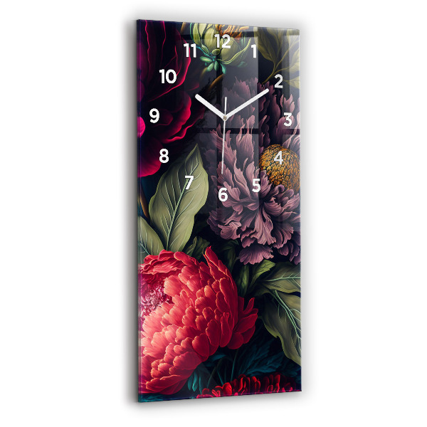 Vertical wall clock Vintage flower bouquet