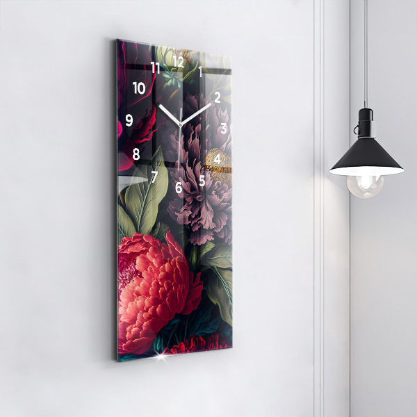 Vertical wall clock Vintage flower bouquet