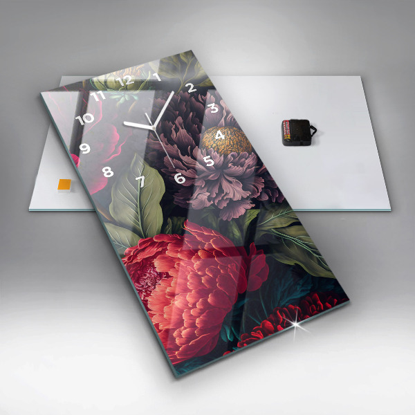 Vertical wall clock Vintage flower bouquet