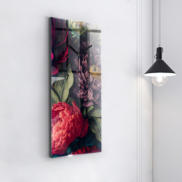 Vertical wall clock Vintage flower bouquet