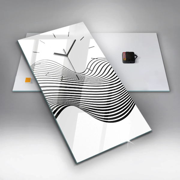 Vertical wall clock Black and white art