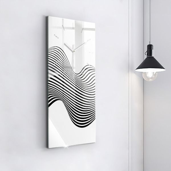 Vertical wall clock Black and white art