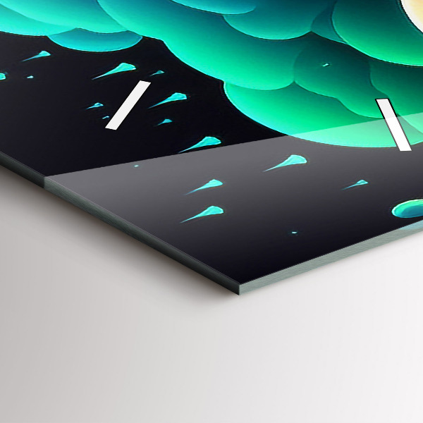 Vertical wall clock Neon mushrooms