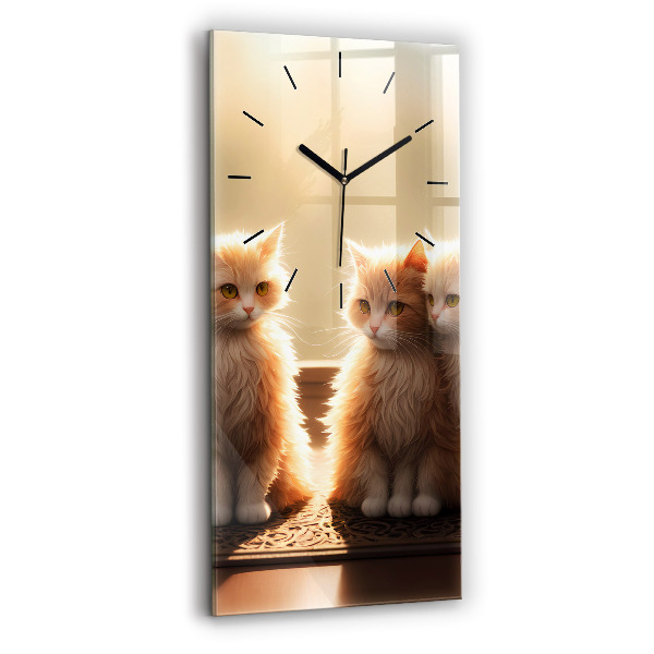 Vertical wall clock Four Kittens in the Sun