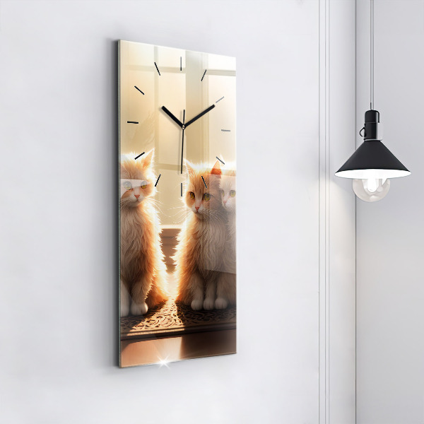 Vertical wall clock Four Kittens in the Sun