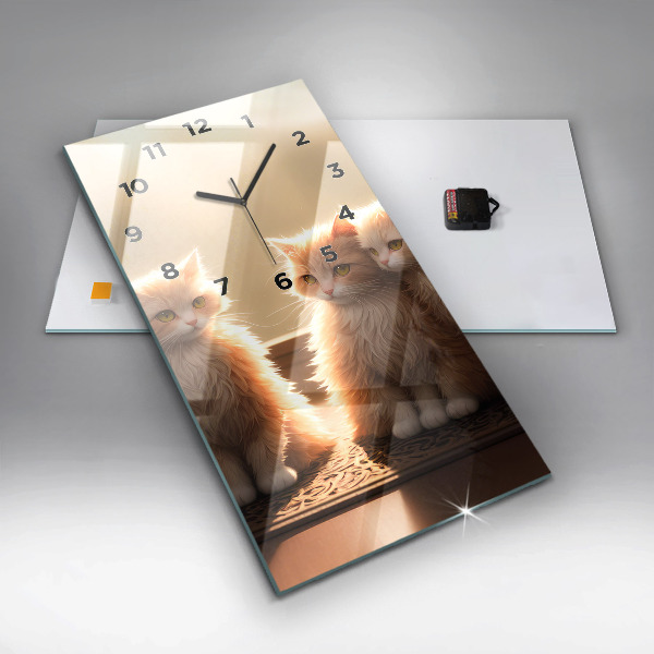 Vertical wall clock Four Kittens in the Sun