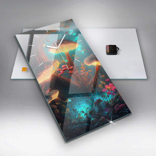Vertical wall clock Forest and magic mushrooms