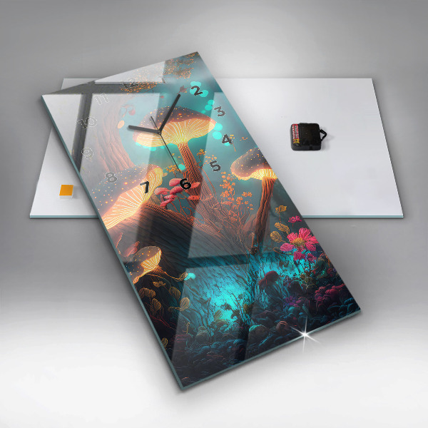 Vertical wall clock Forest and magic mushrooms