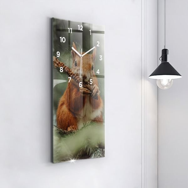 Vertical wall clock Squirrel and wild nature