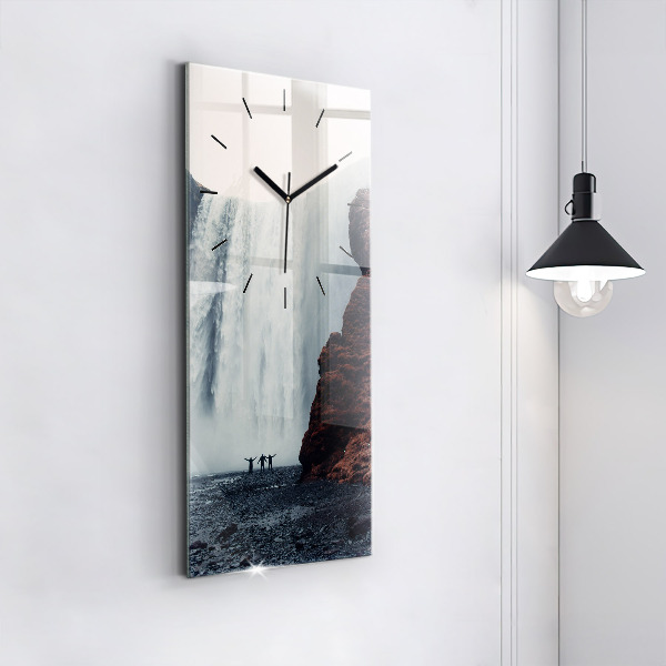 Vertical wall clock Waterfall Landscape Iceland