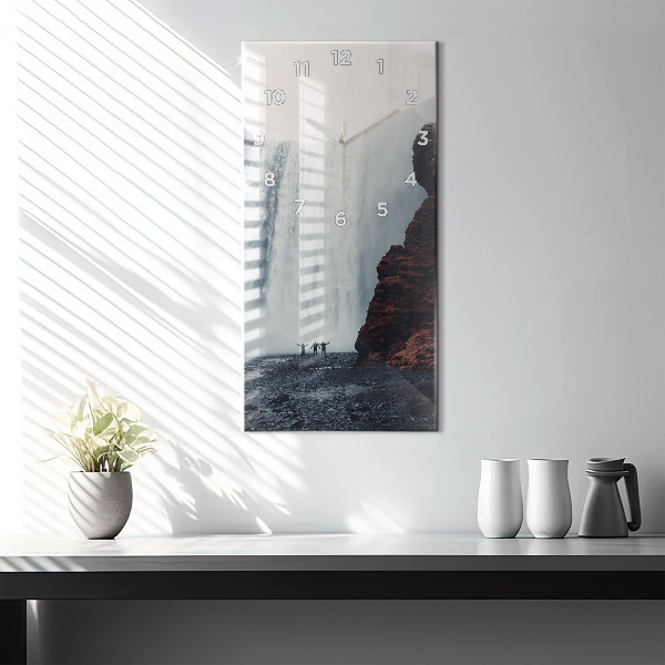 Vertical wall clock Waterfall Landscape Iceland