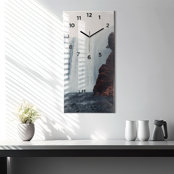 Vertical wall clock Waterfall Landscape Iceland