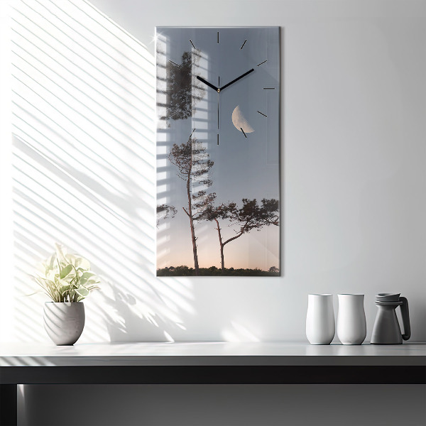 Vertical wall clock Crescent and trees
