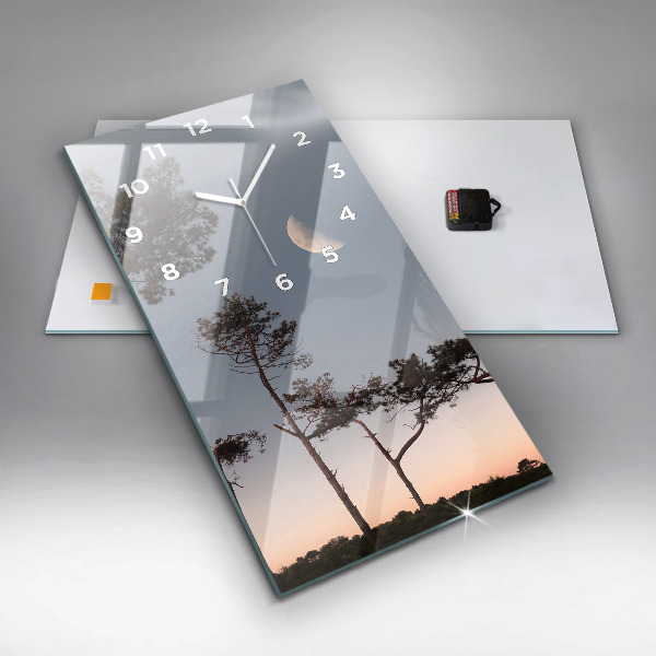 Vertical wall clock Crescent and trees