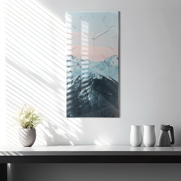 Vertical wall clock Mountain range in winter