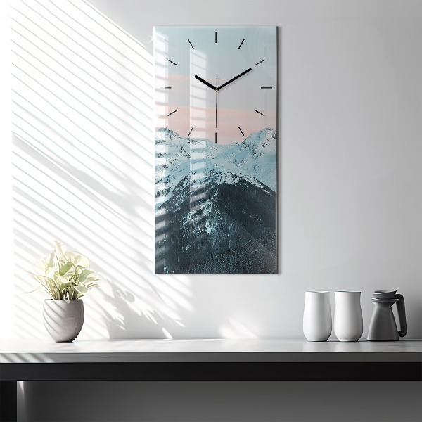 Vertical wall clock Mountain range in winter