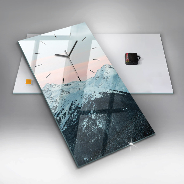 Vertical wall clock Mountain range in winter