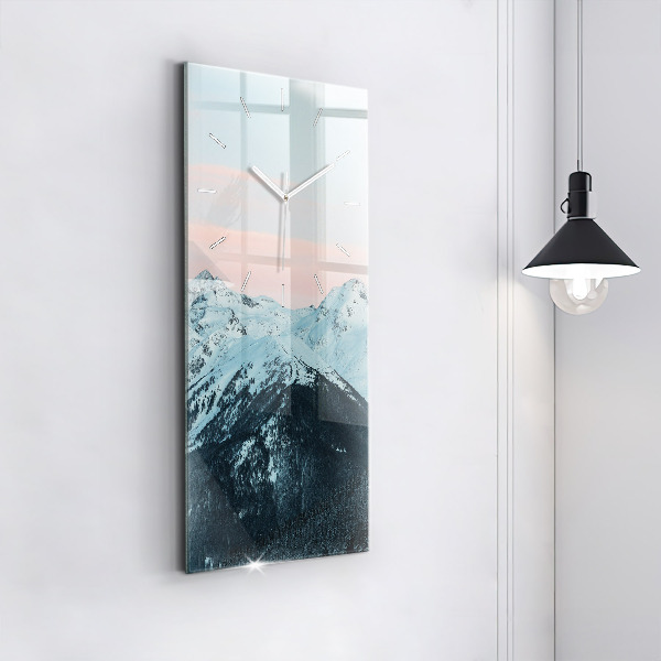 Vertical wall clock Mountain range in winter