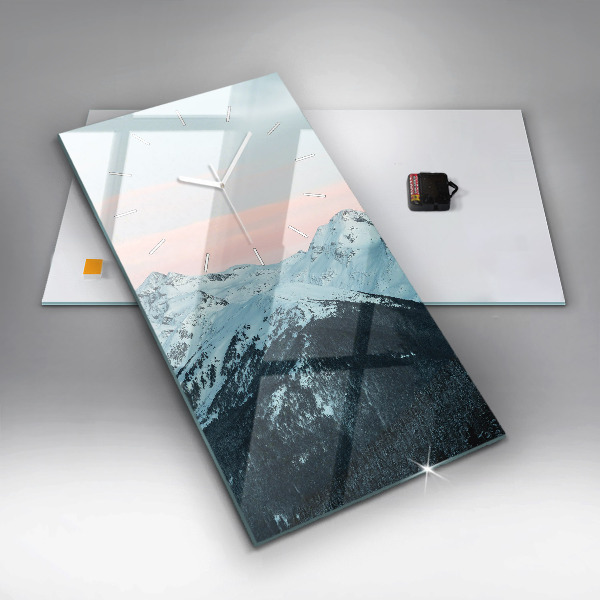 Vertical wall clock Mountain range in winter
