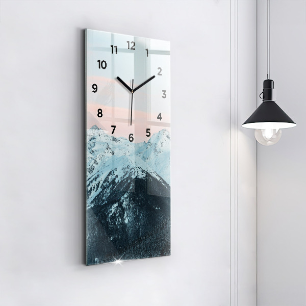 Vertical wall clock Mountain range in winter