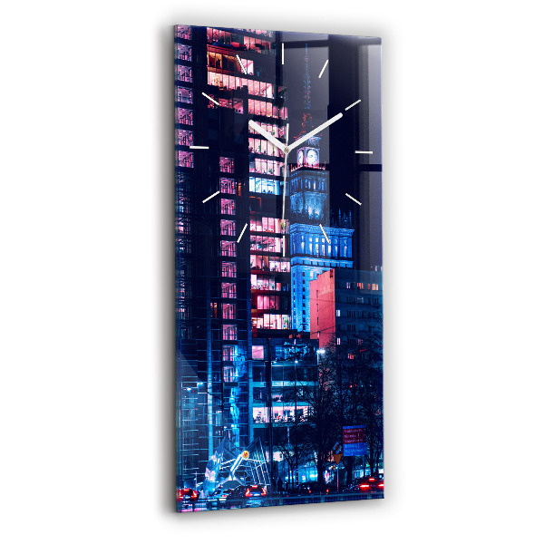 Vertical wall clock Warsaw at night