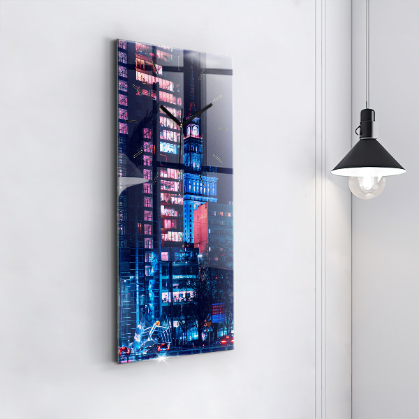 Vertical wall clock Warsaw at night