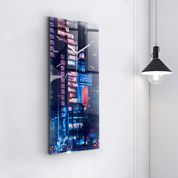 Vertical wall clock Warsaw at night