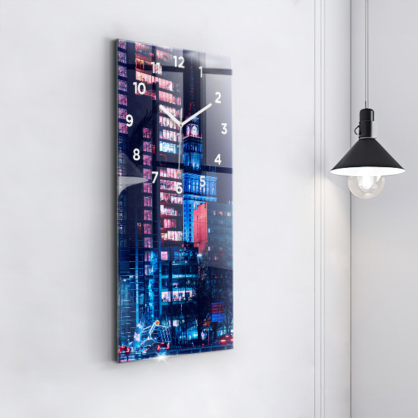 Vertical wall clock Warsaw at night