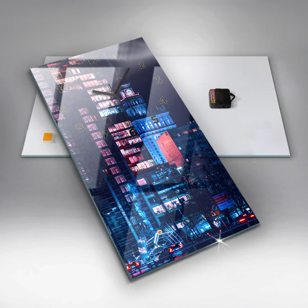 Vertical wall clock Warsaw at night