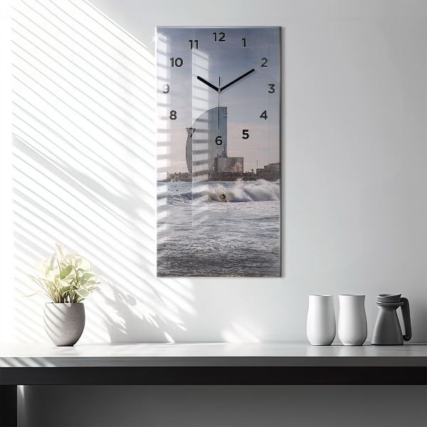 Vertical wall clock Barcelona Surfer