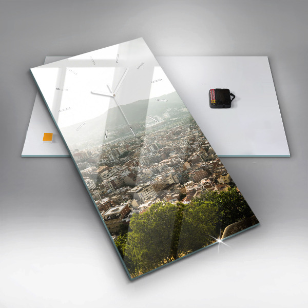 Vertical wall clock Barcelona view Montjuic