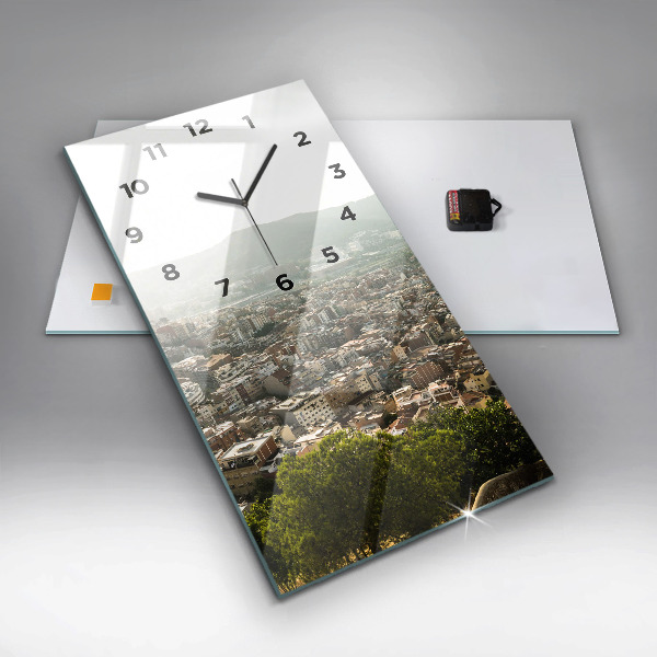Vertical wall clock Barcelona view Montjuic