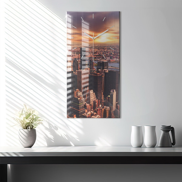 Vertical wall clock Panorama of the city west