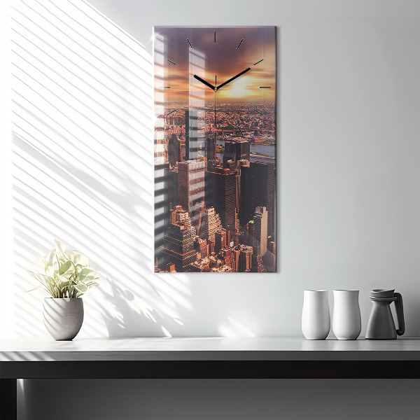 Vertical wall clock Panorama of the city west