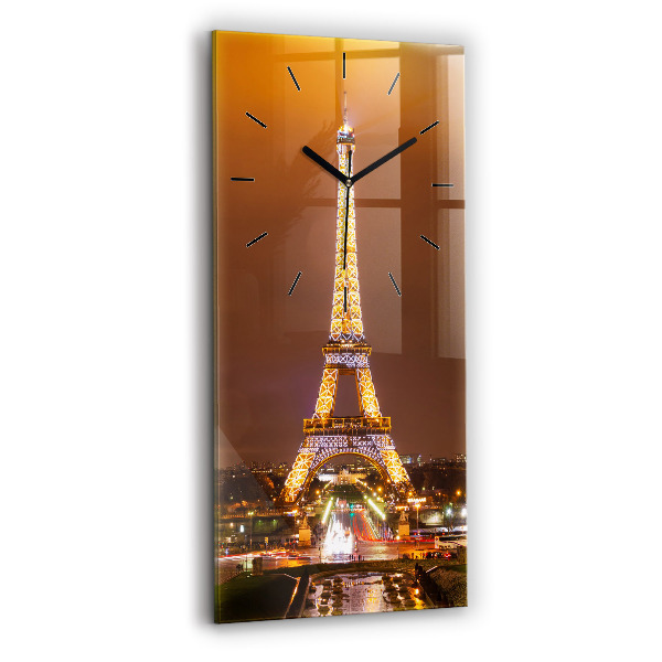 Vertical wall clock Illuminated Eiffel Tower