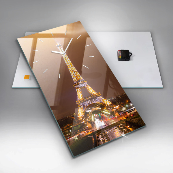 Vertical wall clock Illuminated Eiffel Tower