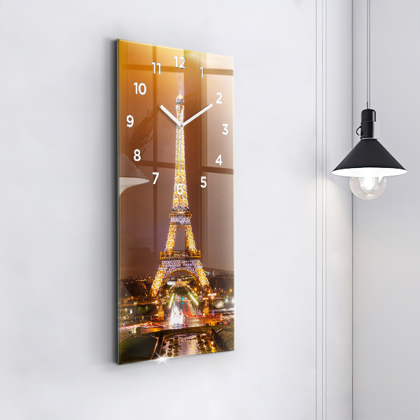 Vertical wall clock Illuminated Eiffel Tower