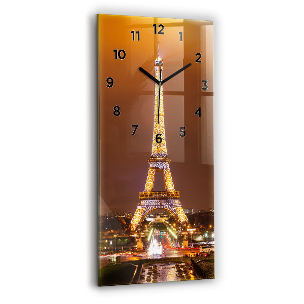 Vertical wall clock Illuminated Eiffel Tower