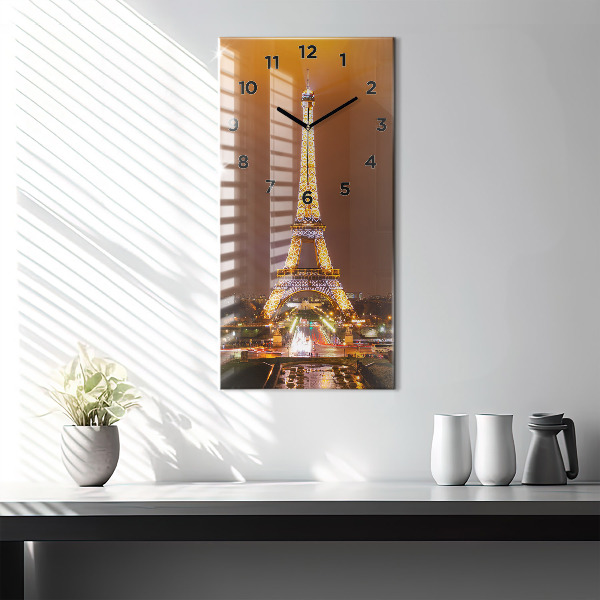 Vertical wall clock Illuminated Eiffel Tower