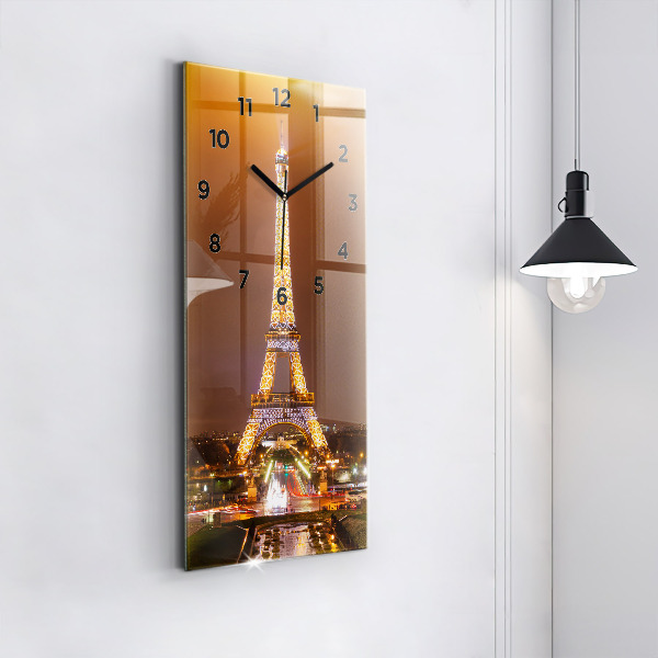 Vertical wall clock Illuminated Eiffel Tower