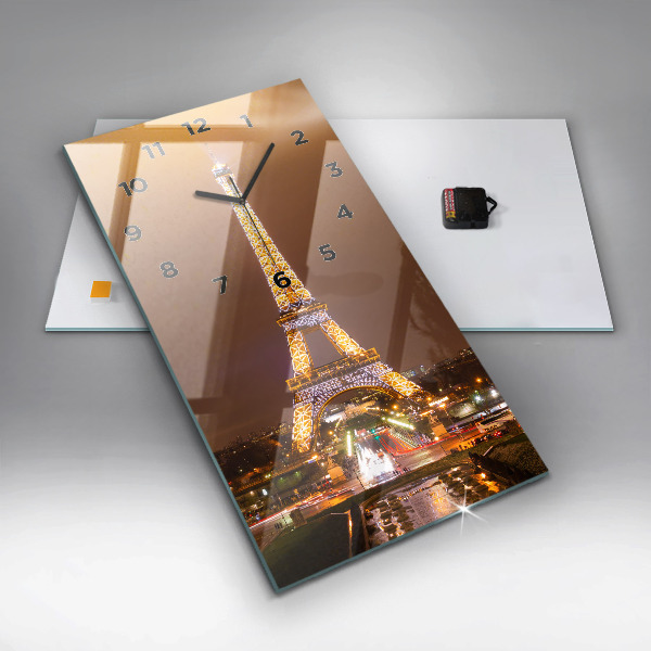 Vertical wall clock Illuminated Eiffel Tower