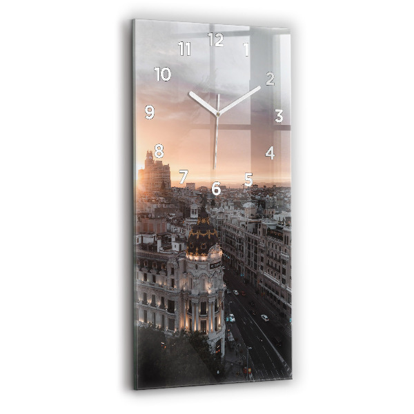 Vertical wall clock Cities at sunset