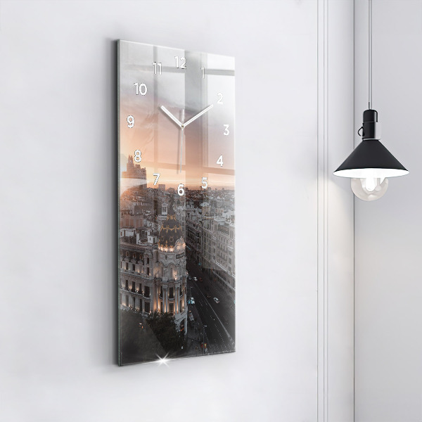 Vertical wall clock Cities at sunset