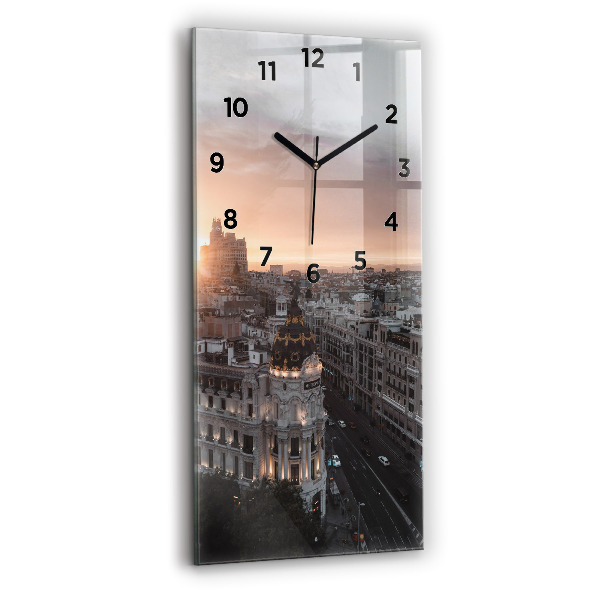 Vertical wall clock Cities at sunset
