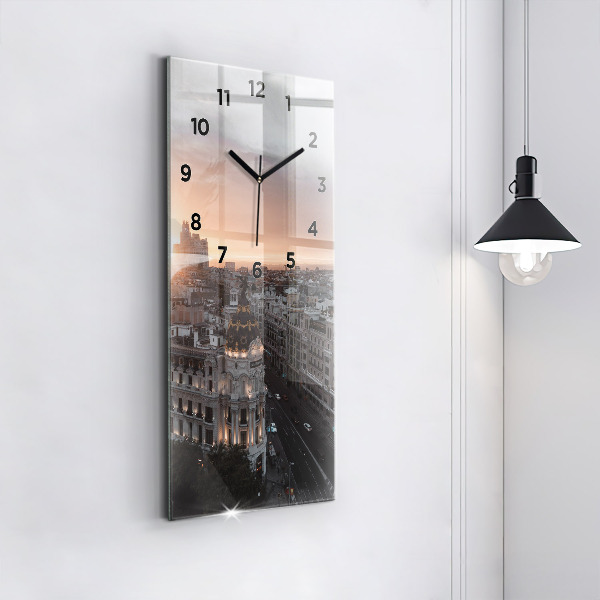 Vertical wall clock Cities at sunset