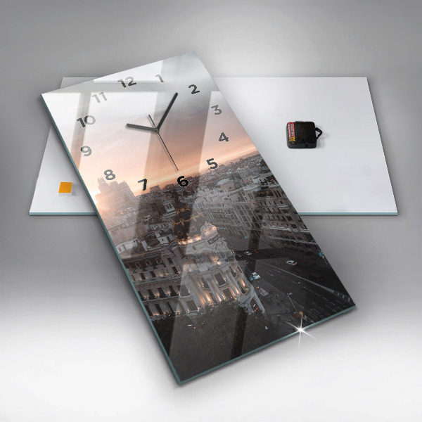 Vertical wall clock Cities at sunset