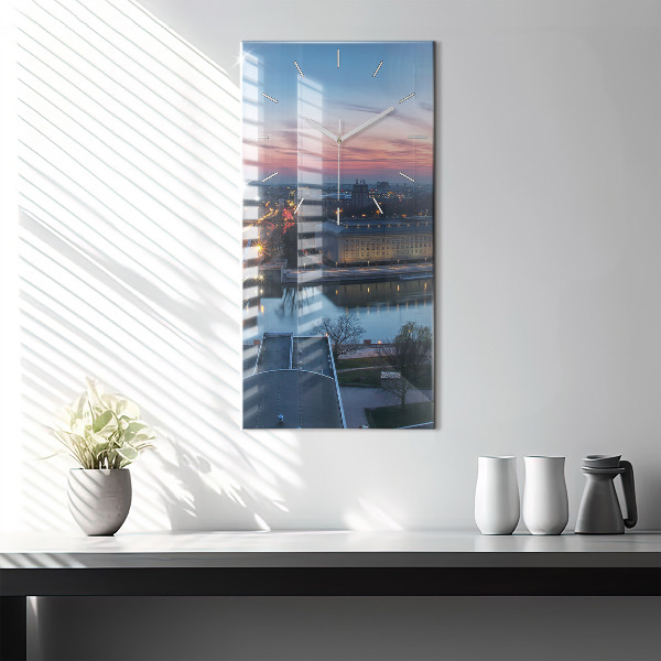 Vertical wall clock Wroclaw from a drone