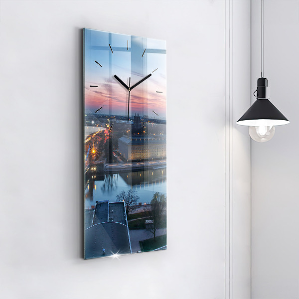 Vertical wall clock Wroclaw from a drone