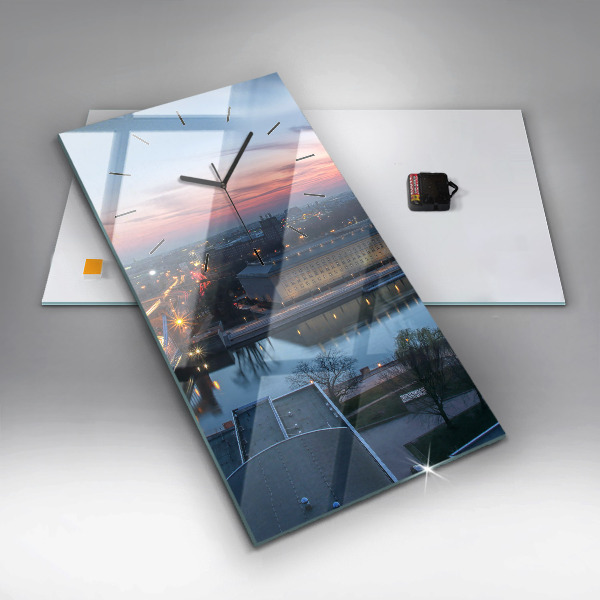 Vertical wall clock Wroclaw from a drone