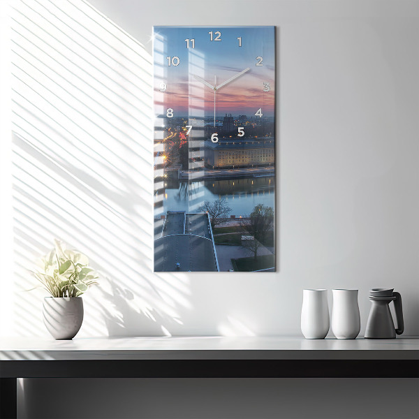 Vertical wall clock Wroclaw from a drone